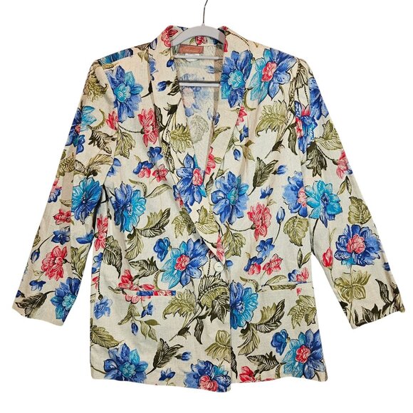 Worthington Jackets & Blazers - Worthington Linen Floral Blazer Womens 16 Jacket colorful feminine spring career